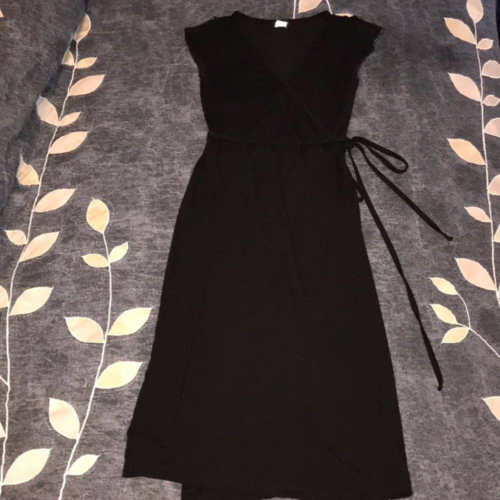 J. Crew Black Jersey Wrap Dress